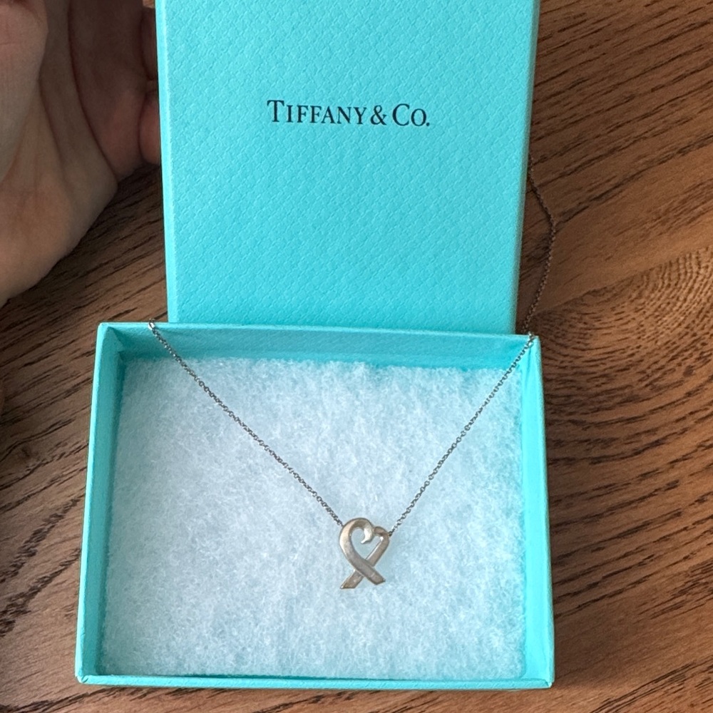 Tiffany & Co. Silver Ribbon Heart Necklace